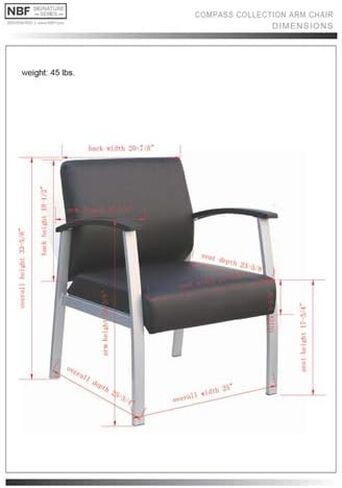 NBF Compass Guest Chair with Arms - Ergonomic Office Chairs with Black Polyurethane - Heavy Duty Steel Frame Waiting Room, Reception Chairs - Conference Room Chairs (Black, Charcoal) in Saudi Arabia