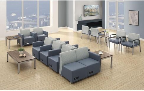NBF Compass Guest Chair with Arms - Ergonomic Office Chairs with Black Polyurethane - Heavy Duty Steel Frame Waiting Room, Reception Chairs - Conference Room Chairs (Black, Charcoal) in Saudi Arabia