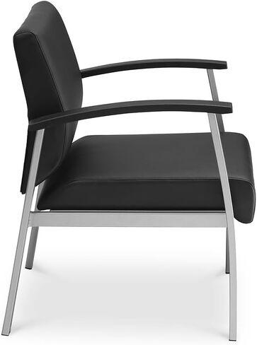 NBF Compass Guest Chair with Arms - Ergonomic Office Chairs with Black Polyurethane - Heavy Duty Steel Frame Waiting Room, Reception Chairs - Conference Room Chairs (Black, Charcoal) in Saudi Arabia