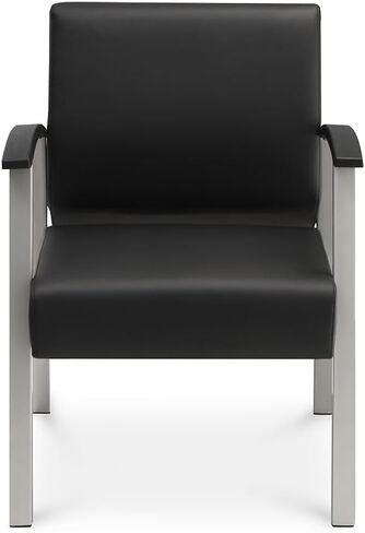 NBF Compass Guest Chair with Arms - Ergonomic Office Chairs with Black Polyurethane - Heavy Duty Steel Frame Waiting Room, Reception Chairs - Conference Room Chairs (Black, Charcoal) in Saudi Arabia