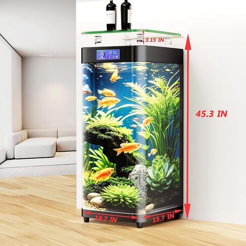 50 Gallon Long-Term No-Water-Change Fish Tank 19.7W x 15.7L x 45.3H Ecological Aquarium LED Light Large Vertical Fish Tank in Saudi Arabia