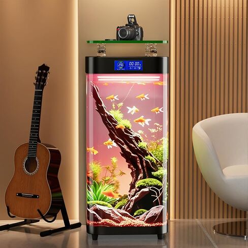 50 Gallon Long-Term No-Water-Change Fish Tank 19.7W x 15.7L x 45.3H Ecological Aquarium LED Light Large Vertical Fish Tank in Saudi Arabia