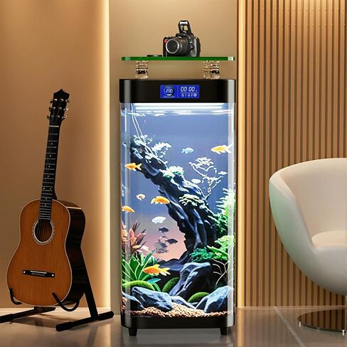 50 Gallon Long-Term No-Water-Change Fish Tank 19.7W x 15.7L x 45.3H Ecological Aquarium LED Light Large Vertical Fish Tank in Saudi Arabia