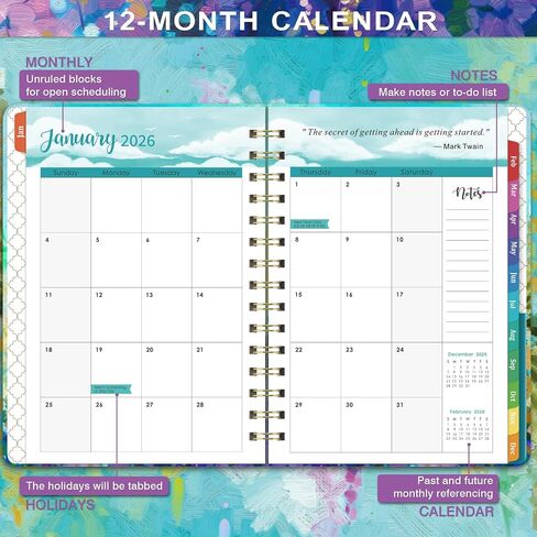 2026 مخطط - يناير 2026 - ديسمبر 2026 ، 2026 Planner Weekly and Monthly ، 6.3 "× 8.4" ، 2026 مخطط تقويم ، مخطط أسبوعي وشهري 2026 مع علامات تبويب ملونة ، ملزمة مزدوجة ، جيب خلفي ، خلفي in Saudi Arabia