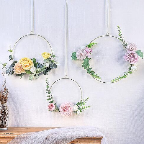 SJDWDX 3pcs 16 Inch Large Metal Floral Hoop Wreath Macrame Silver Craft Hoop Rings for DIY Floral Wedding Wreath Decor, Dream Catcher Wall Hanging Crafts 40cm in Saudi Arabia