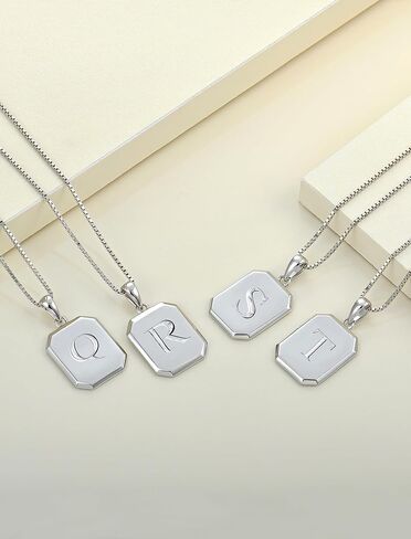 YL Initial Necklace 925 Sterling Silver Square Letter Pendant 26 Alphabet Necklace for Women in Kuwait