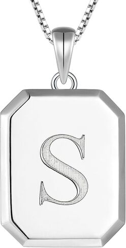 YL Initial Necklace 925 Sterling Silver Square Letter Pendant 26 Alphabet Necklace for Women in Kuwait