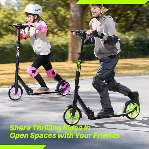 ZIFFY Scooter for Kids with Hand Brake, Foldable Kick Scooter for Ages 6-12, Lightweight Scooter for Boys with 4 Adjustable Heights, ABEC9 Bearings, Supports Up to 260 lbs in Kuwait
