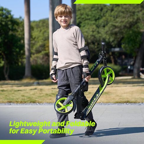 ZIFFY Scooter for Kids with Hand Brake, Foldable Kick Scooter for Ages 6-12, Lightweight Scooter for Boys with 4 Adjustable Heights, ABEC9 Bearings, Supports Up to 260 lbs in Kuwait