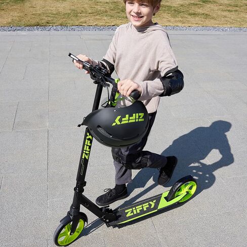 ZIFFY Scooter for Kids with Hand Brake, Foldable Kick Scooter for Ages 6-12, Lightweight Scooter for Boys with 4 Adjustable Heights, ABEC9 Bearings, Supports Up to 260 lbs in Kuwait