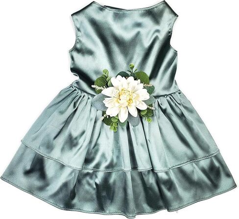 The Rustica Wedding Flower Dog Dress | Satin Dog Dress (Forest Green, X-Large (18-24 lbs)) in Kuwait