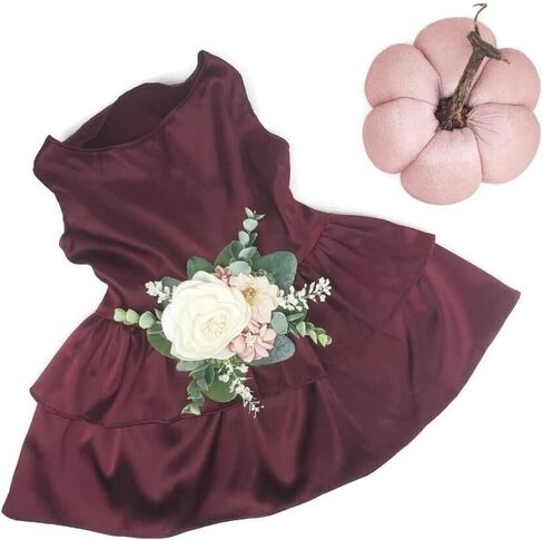 The Rustica Wedding Flower Dog Dress | Satin Dog Dress (Forest Green, X-Large (18-24 lbs)) in Kuwait