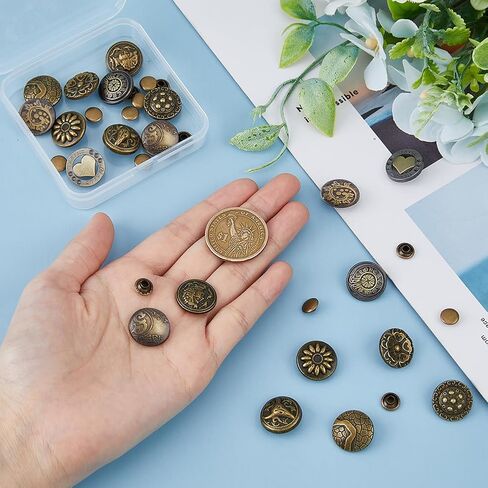 Dicosmetic 20 مجموعات الزخرفة زر الزخرفة 10 أنماط سبيكة برشام مجموعات جلدية محفظة مسامير الأسد/زهرة/قلب مسامير زخرفية للجلد DIY ، البرونز العتيقة in Kuwait
