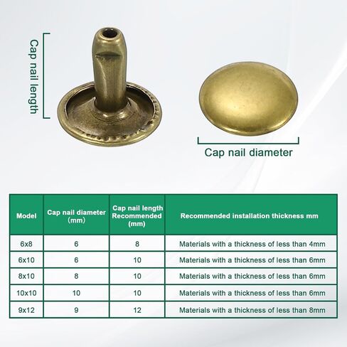 UXCELL 50 SETS CAP DOUBLE CAP LEATHE RIVETS ، 10 × 10 مم رديء أزرار المعادن من المسامير لإصلاح حرفة الجلود DIY أحذية أحذية ، أسود in Kuwait