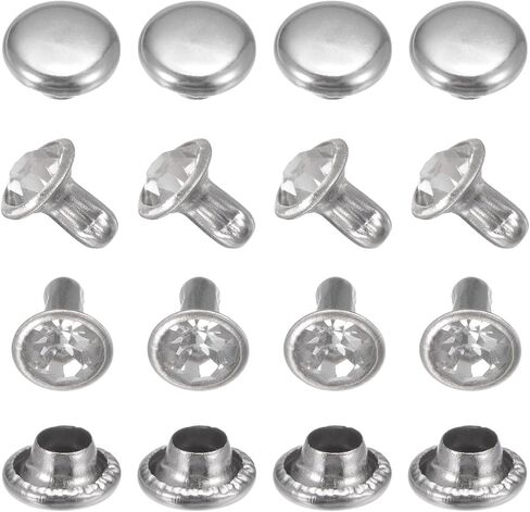 Tixipem Clear Rhinestone Rivets 6 مم/ 0.24 بوصة [50pcs] - المسامير الكريستالية تستخدم للملابس والأداء والفنون ، وصنع DIY الحرفي - [شفاف] للملابس in Kuwait