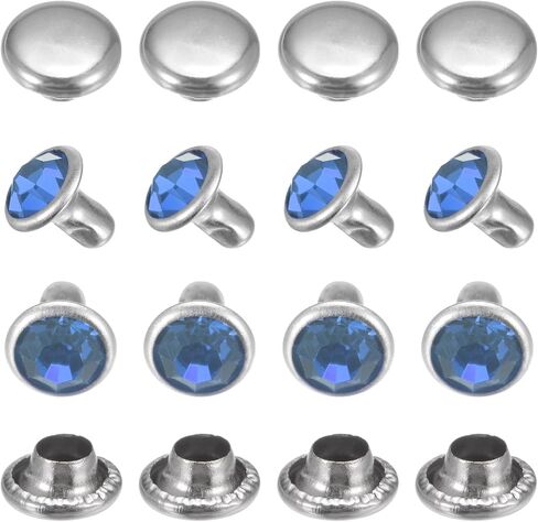 TIXIPEM Clear Rhinestone Rivets 6 mm/ 0.24 Inch [100pcs] - Crystal Rivets Use for Clothing & Performance & Arts, & Leather Craft DIY Making - [Light Blue] Studs for Clothing in Kuwait