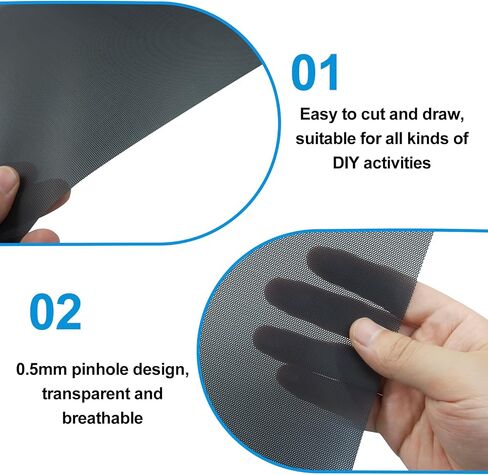 Aoserge 5 Sheets Premium Black Fursuit Eyes Mesh - 0.5mm PVC Plastic Eye Mesh for Furry Cosplay, Therian Masks & DIY Crafting Easy to Cut 11.8"x7.87" for Custom Designs in Kuwait