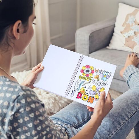 مجموعة كتاب تلوين البالغين الجميلة مجموعة من 2 للبالغين من الاسترخاء ، وكتب التلوين المضحكة دوامة ملزمة بتصميمات الأزهار لكثير من الضحكات الضحكة المثالية لتخفيف هدية الحرف الكبار للنساء in Kuwait