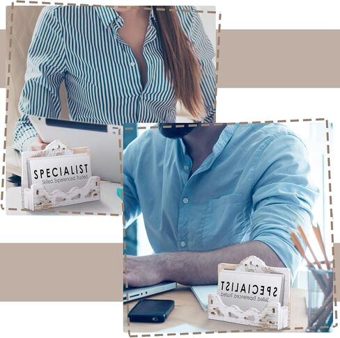 Maitys عتيقة حامل بطاقة العمل معروضة خشبية مفتوحة البطاقة الوقوف المزرعة منظم بطاقات الأعمال المجوفة عرض بطاقة العمل لعدادات المكاتب المنزلية شاشات التجارة (2 قطع) in Kuwait
