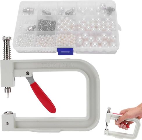 Pearl Setting Machine, Hand Press Machine Rivet Setting Tool with 6 Sizes of Round Pearl Beads for Hats Shoes Clothes Bags in Saudi Arabia