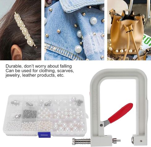 Pearl Setting Machine, Hand Press Machine Rivet Setting Tool with 6 Sizes of Round Pearl Beads for Hats Shoes Clothes Bags in Saudi Arabia
