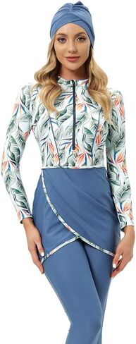 IWEMEK Muslim Swimsuits for Women Modest Islamic Hijab Burkini Long Sleeve Swimwear Full Coverage Bathing Suit 3 Pieces Set in Kuwait