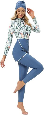 IWEMEK Muslim Swimsuits for Women Modest Islamic Hijab Burkini Long Sleeve Swimwear Full Coverage Bathing Suit 3 Pieces Set in Kuwait