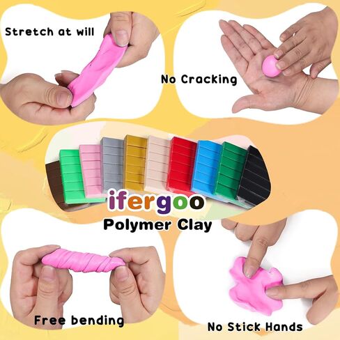 ifergoo Polymer Clay, White Oven-Bake Clay, Non Toxic, 3.5 oz. bar, Great for Modeling, Sculpting, Holiday, DIY, Mixed Media and School Projects. Great for Kids and Beginners! in Saudi Arabia