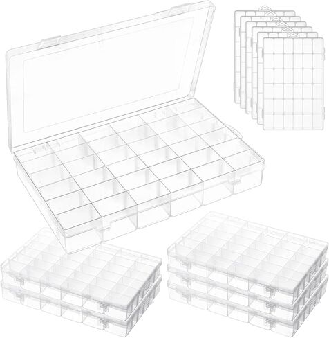 Dimeho 6 Pack Bead Organizer Box حاويات تخزين واضحة البلاستيك 36 شبكات منظمات صغيرة منظمات مع فواصل قابلة للتعديل للمجوهرات الحرفية الصيد معالجة الأجزاء الفنية in Saudi Arabia