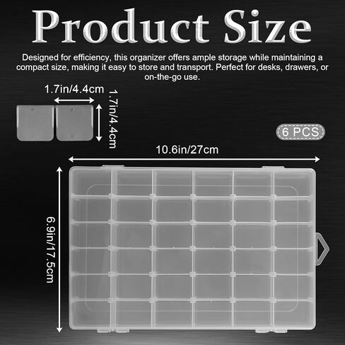 Dimeho 6 Pack Bead Organizer Box حاويات تخزين واضحة البلاستيك 36 شبكات منظمات صغيرة منظمات مع فواصل قابلة للتعديل للمجوهرات الحرفية الصيد معالجة الأجزاء الفنية in Saudi Arabia