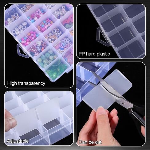 Dimeho 6 Pack Bead Organizer Box حاويات تخزين واضحة البلاستيك 36 شبكات منظمات صغيرة منظمات مع فواصل قابلة للتعديل للمجوهرات الحرفية الصيد معالجة الأجزاء الفنية in Saudi Arabia