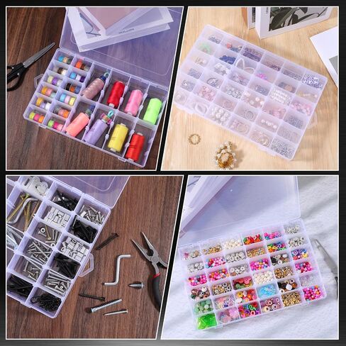 Dimeho 6 Pack Bead Organizer Box حاويات تخزين واضحة البلاستيك 36 شبكات منظمات صغيرة منظمات مع فواصل قابلة للتعديل للمجوهرات الحرفية الصيد معالجة الأجزاء الفنية in Saudi Arabia