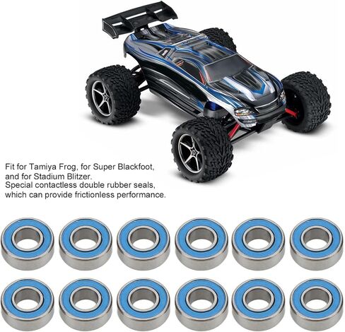 Rubber Sealed Bearing Kit High Performance Stainless Steel Ball Bearings for RC Car Wheel Hub Fit for Tamiya Frog Super Blackfoot Stadium Blitzer Blue 12pcs 5x11x4mm in Saudi Arabia