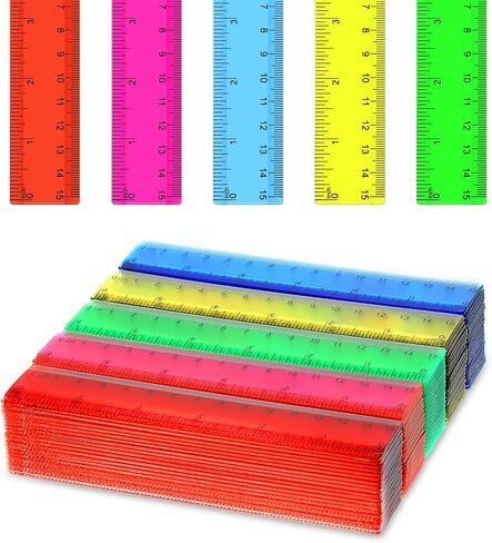 150 Pcs 6 Inch Rulers Bulk, Clear Plastic Assorted Color Metric Rulers with Inches Centimeters Millimeter, Flexible Small Straight Rulers, First Day of School Gift for Students in Saudi Arabia