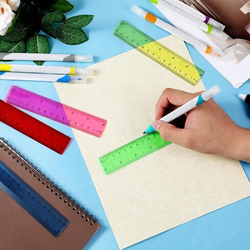 150 Pcs 6 Inch Rulers Bulk, Clear Plastic Assorted Color Metric Rulers with Inches Centimeters Millimeter, Flexible Small Straight Rulers, First Day of School Gift for Students in Saudi Arabia