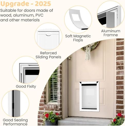 Hardlight Aluminium Frame XL DOB DOB - تصل إلى 180 رطلاً ، اللوحات الناعمة المزدوجة مع الإغلاق المغناطيسي ، باب الكلب Tunnel Tunnel XL القابل للتعديل مع لوحين منزلقين ، تثبيت سهل ، أبيض ثلجي ، X -Large in Saudi Arabia