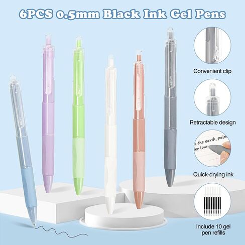 Moko 56 PCS اللوازم المدارس الجمالية مع حقيبة قلم رصاص ، قرطاسية لطيفة لمكتب الطلاب ، 12 أقلام هلام ، 12 باستيل هايترايت ، 6 أقلام ميكانيكية 0.5 و 0.7 ملم ، علامة تبويب مؤشر الملاحظة اللزجة (الوردي) in Kuwait