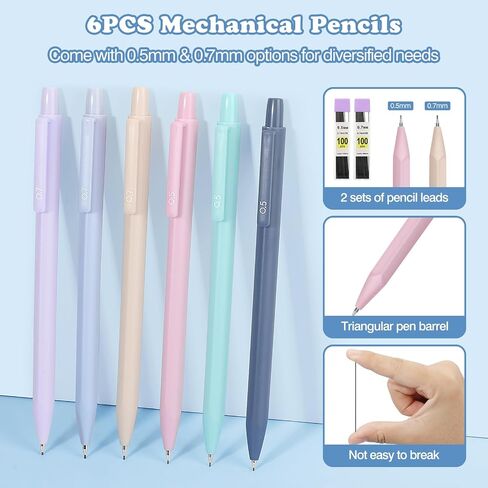 Moko 56 PCS اللوازم المدارس الجمالية مع حقيبة قلم رصاص ، قرطاسية لطيفة لمكتب الطلاب ، 12 أقلام هلام ، 12 باستيل هايترايت ، 6 أقلام ميكانيكية 0.5 و 0.7 ملم ، علامة تبويب مؤشر الملاحظة اللزجة (الوردي) in Kuwait