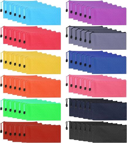 48pcs قلم رصاص أكياس كبيرة ، أكياس سحاب ، أكياس قلم رصاص مقاومة للماء ، أكياس تنظيم صغيرة في 12 لونًا للفصول الدراسية ، تخزين الإمدادات المكتبية وملحقات السفر in Kuwait