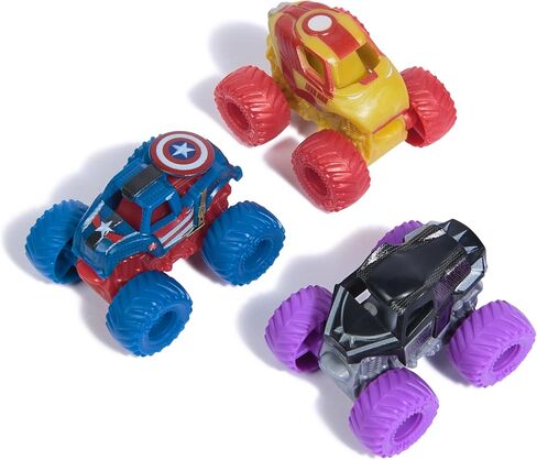 Monster Jam, Marvel Mini Monster Truck 3-Pack, Black Panther, Captain America, Iron Man Die-Cast Monster Trucks, 1:87 Scale, Kids Toys for Boys Ages 3 and Up in Saudi Arabia