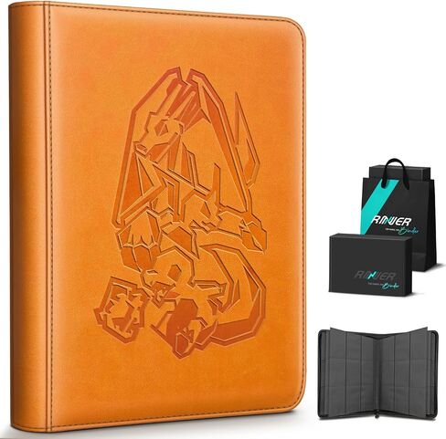 9 Pocket Card Binder, 540 Cards Trading Cards Games Collection Holder with YKK Metal Zipper & Side-Loading Sleeves, Premium Gift for Card Collectors (Black) in Saudi Arabia