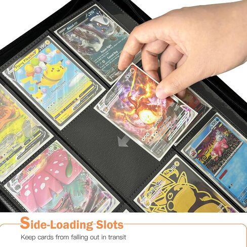 9 Pocket Card Binder, 540 Cards Trading Cards Games Collection Holder with YKK Metal Zipper & Side-Loading Sleeves, Premium Gift for Card Collectors (Black) in Saudi Arabia