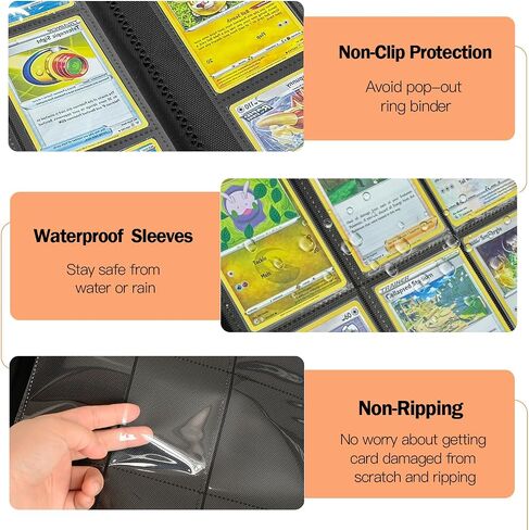 9 Pocket Card Binder, 540 Cards Trading Cards Games Collection Holder with YKK Metal Zipper & Side-Loading Sleeves, Premium Gift for Card Collectors (Black) in Saudi Arabia