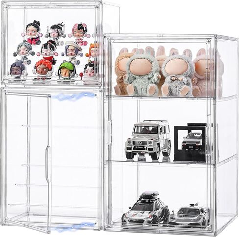 Jumbo Vertical Acrylic Display Case - Extra Tall 19.6" Cabinet for Oversized Figures, Magnetic Door & Stackable Dustproof Showcase for Statues, Plush Art Dolls (Extra Large 14.5"x11.5"x19.6") in Saudi Arabia