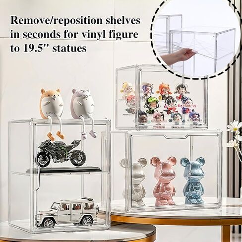Jumbo Vertical Acrylic Display Case - Extra Tall 19.6" Cabinet for Oversized Figures, Magnetic Door & Stackable Dustproof Showcase for Statues, Plush Art Dolls (Extra Large 14.5"x11.5"x19.6") in Saudi Arabia