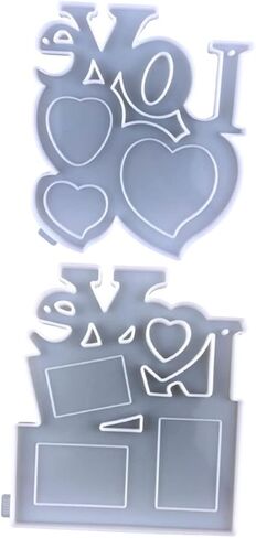 2pcs Mother's Day Picture Frame Mold Heart Shape Craft Mold for Handmade Photo Frames Creative Molding Kit for Family Projects and Home Decor in Saudi Arabia