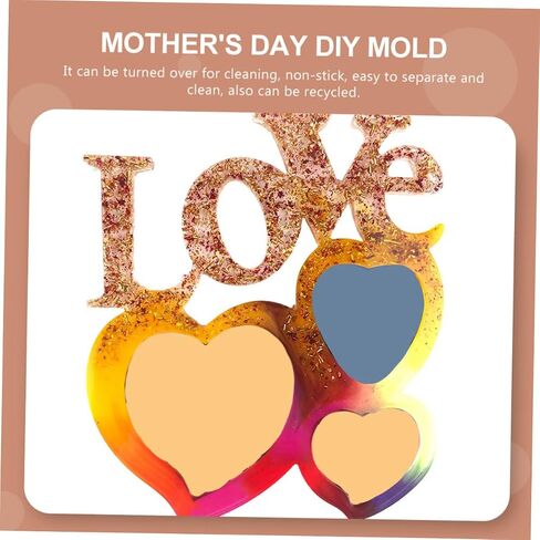 2pcs Mother's Day Picture Frame Mold Heart Shape Craft Mold for Handmade Photo Frames Creative Molding Kit for Family Projects and Home Decor in Saudi Arabia