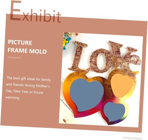 2pcs Mother's Day Picture Frame Mold Heart Shape Craft Mold for Handmade Photo Frames Creative Molding Kit for Family Projects and Home Decor in Saudi Arabia