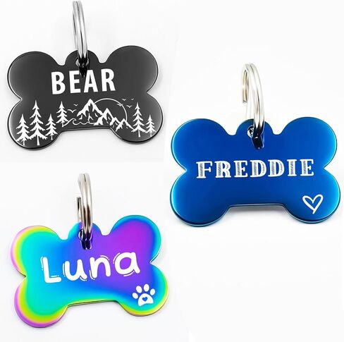 Dog Tags Personalized for Pets,Multiple Shapes and Colors,Custom Engraved Dog Cat Name Tags with Contact Information,Stainless Steel ID Tags,Decorative Design (Hexagon) in Saudi Arabia