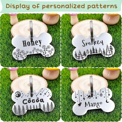 Dog Tags Personalized for Pets,Multiple Shapes and Colors,Custom Engraved Dog Cat Name Tags with Contact Information,Stainless Steel ID Tags,Decorative Design (Hexagon) in Saudi Arabia